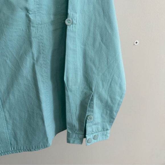 Woolrich Women's Vented Roll Tab Sleeve Aqua Button-Up 3x DRY Shirt - S - Picture 4 of 7